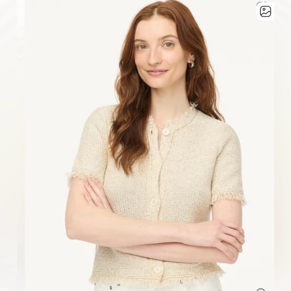 NWOT J. Crew Cream Fringe Knit
Cardigan Sz L